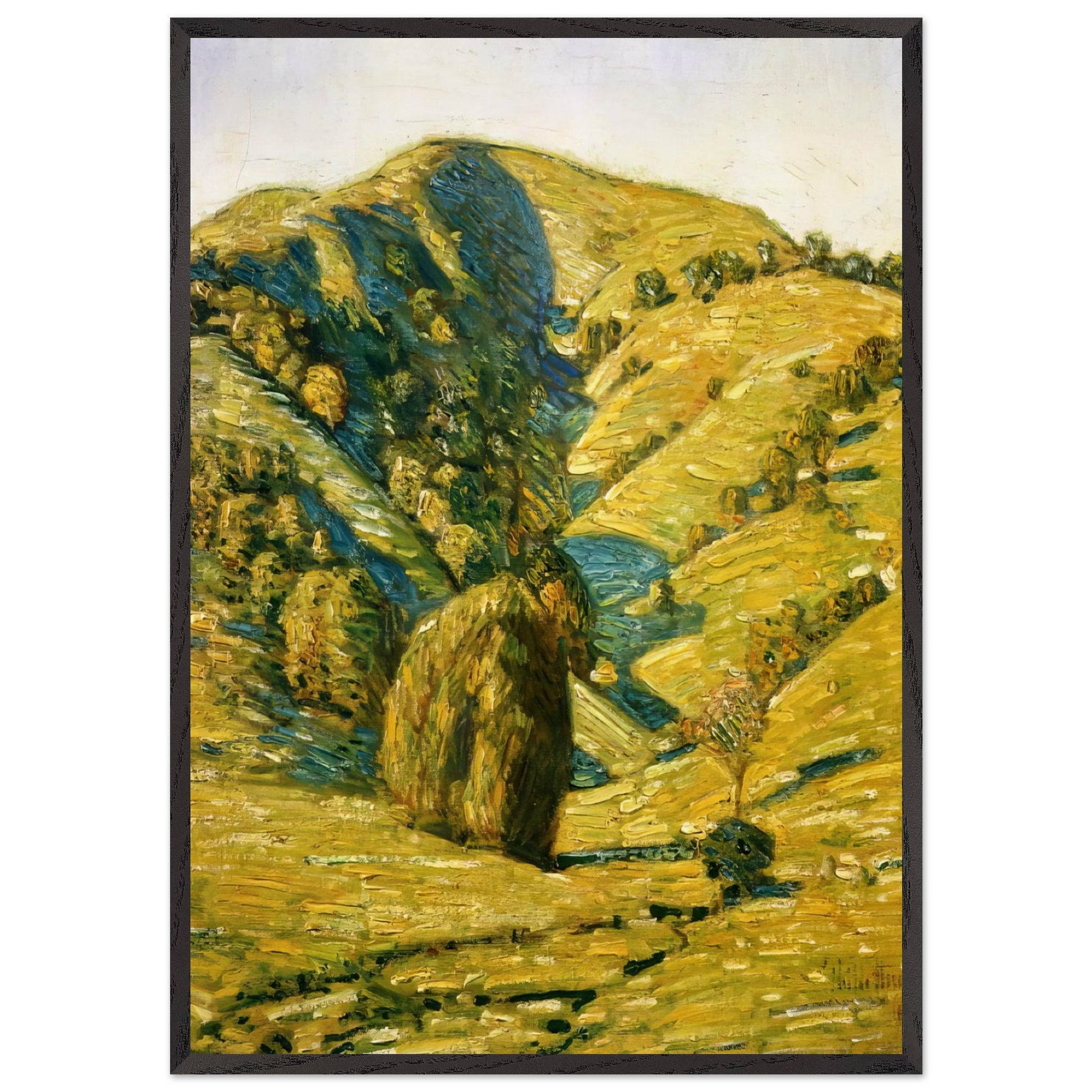 Hill of the Sun San Anselmo California - Childe Hassam Framed Art Print – Black Wooden Frame - Default Title - -Framed Art Print