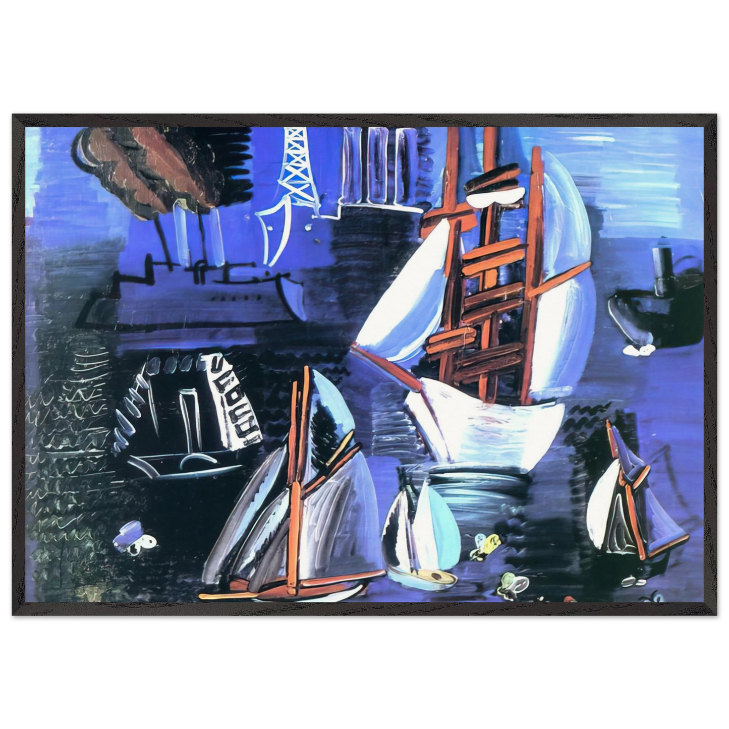 BOATS IN LE HAVRE 1926 - Raoul Dufy Framed Art Print – Black Wooden Frame - Default Title - -Framed Art Print