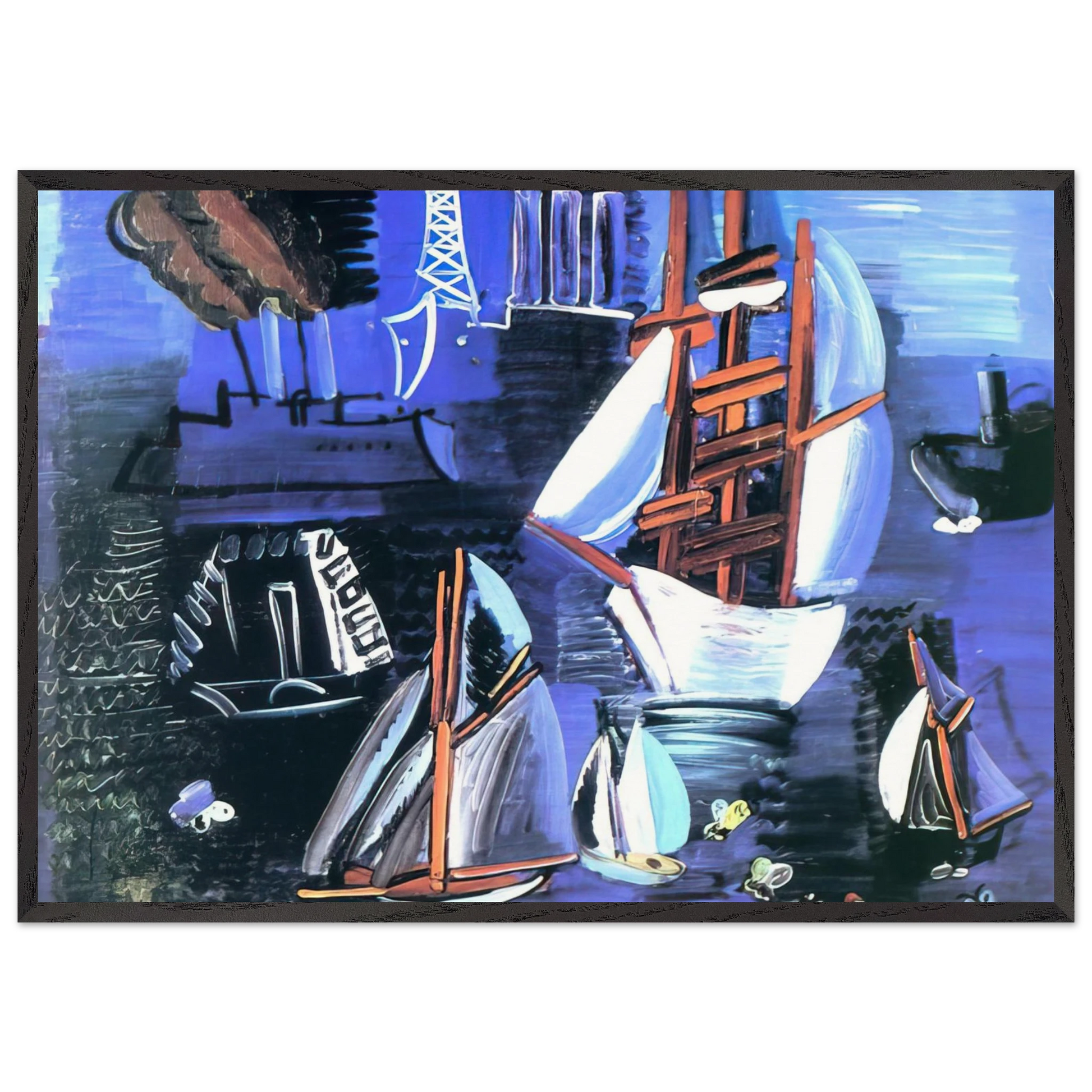 BOATS IN LE HAVRE 1926 - Raoul Dufy Framed Art Print – Black Wooden Frame - Default Title - -Framed Art Print