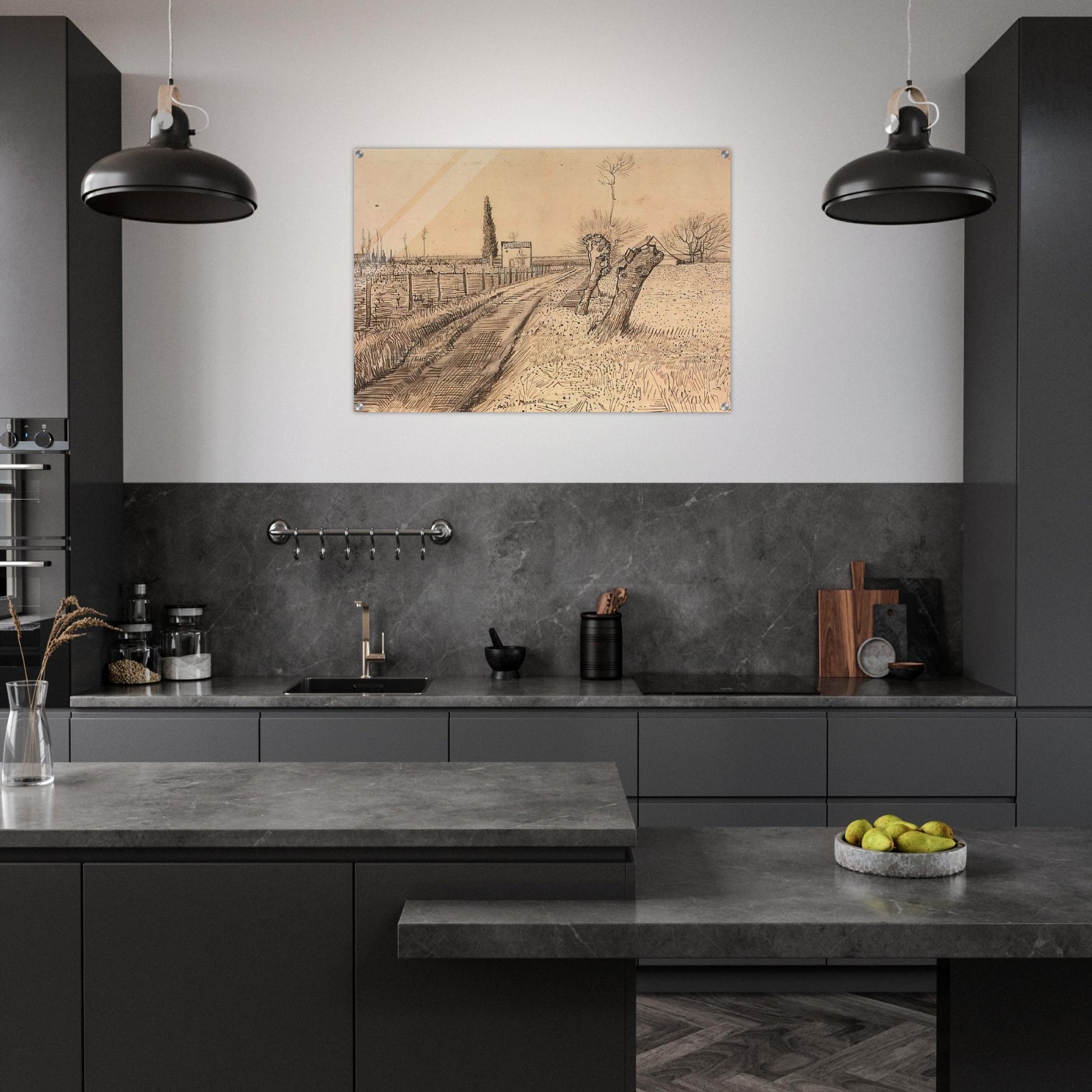 Landscape with Path and Pollard Trees - Vincent van Gogh Acrylic Print - 70x100 cm / 28x40″ inches