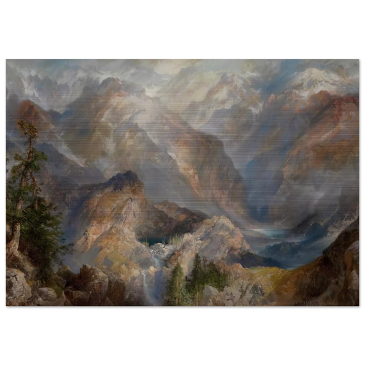 Morning in the Sierras, Nevada - Thomas Moran Brushed Aluminum Print - 70x100 cm / 28x40 inches | Thomas Moran Aluminum Print | Thomas Moran Prints