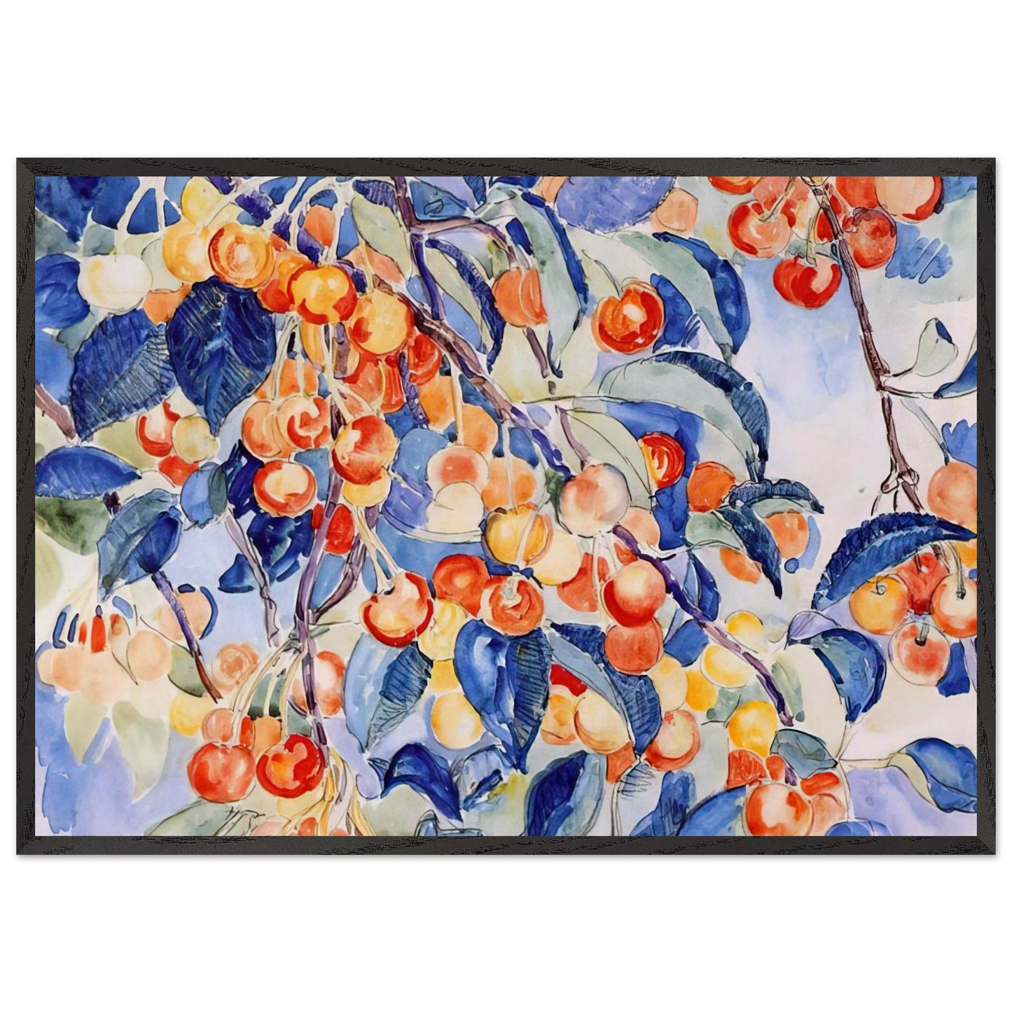 CHERRIES - Theo van Rysselberghe Framed Art Print – Black Wooden Frame - Default Title - -Framed Art Print