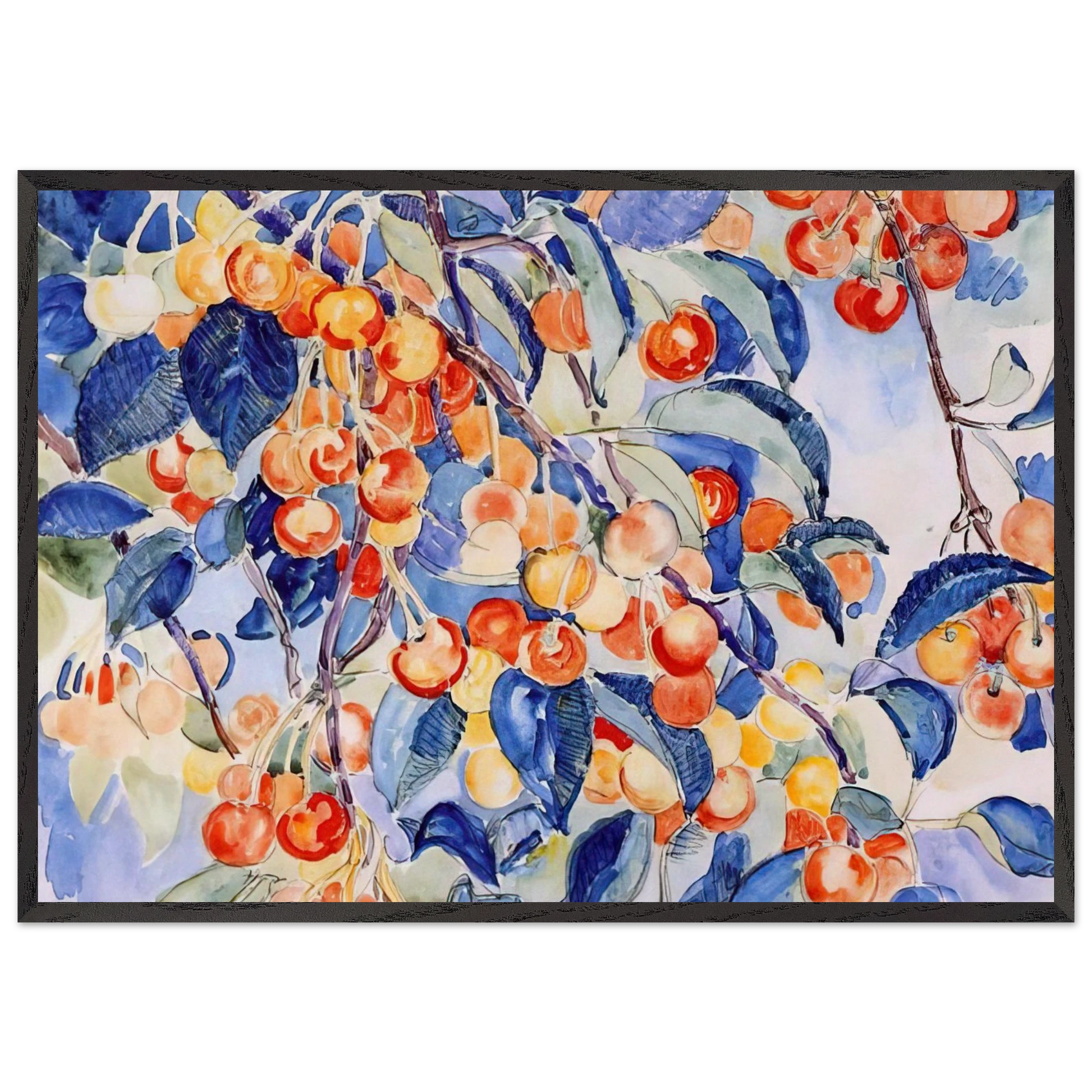 CHERRIES - Theo van Rysselberghe Framed Art Print – Black Wooden Frame - Default Title - -Framed Art Print