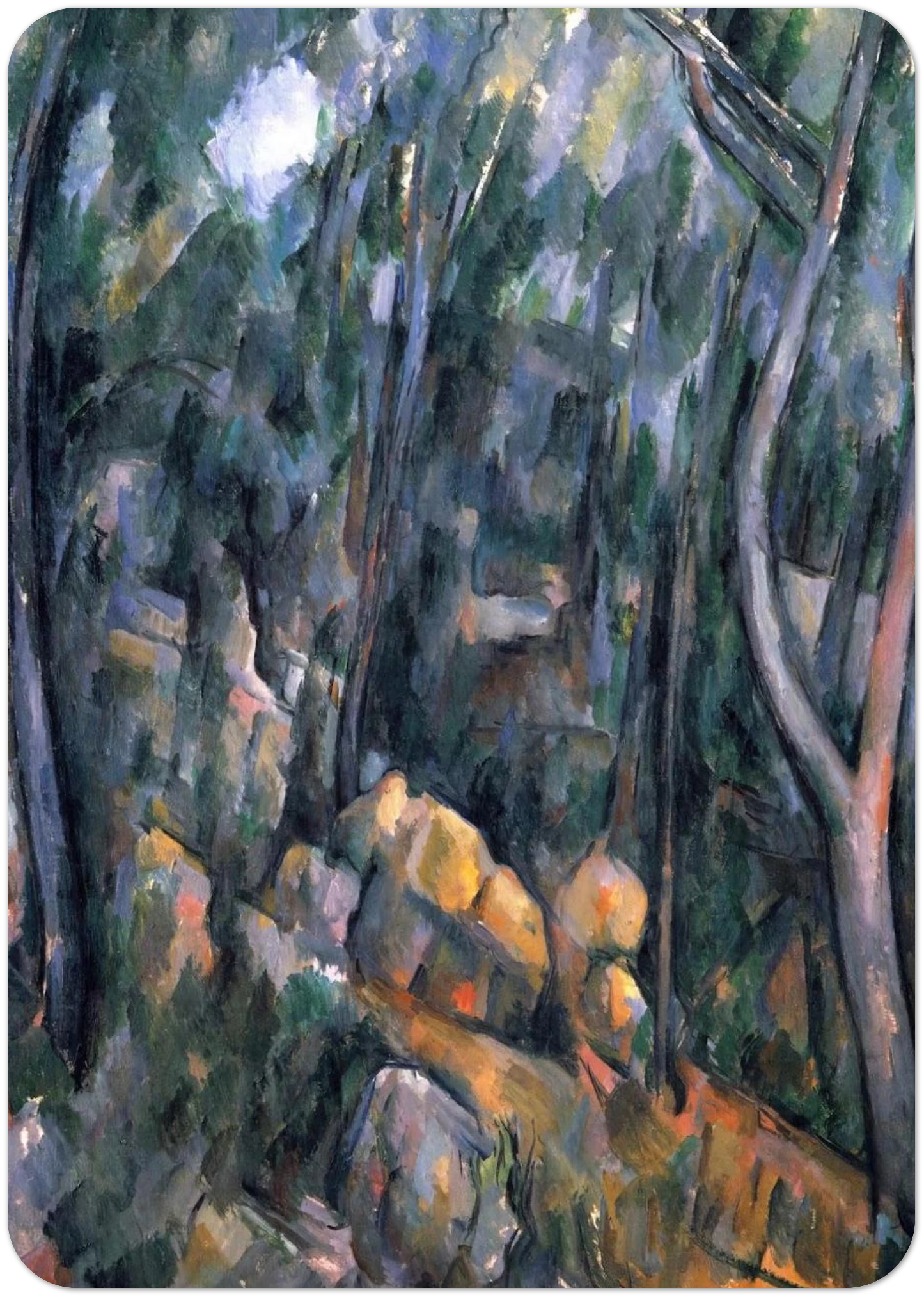 Forest near the rocky caves above the Chateau Noir By Paul Cézanne Pack of 10 Post Cards | Paul Cézanne Post Cards | A6 (10.5 x 14.8 cm) - 4.1 x 5.8 inches