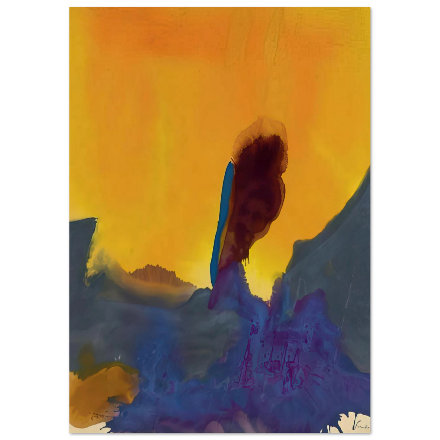 Helen Frankenthaler - Glow II - 1968 Wall art - A2 (42 x 59.4  cm) - Premium Wooden Framed Poster With Fine Art Paper - White frame