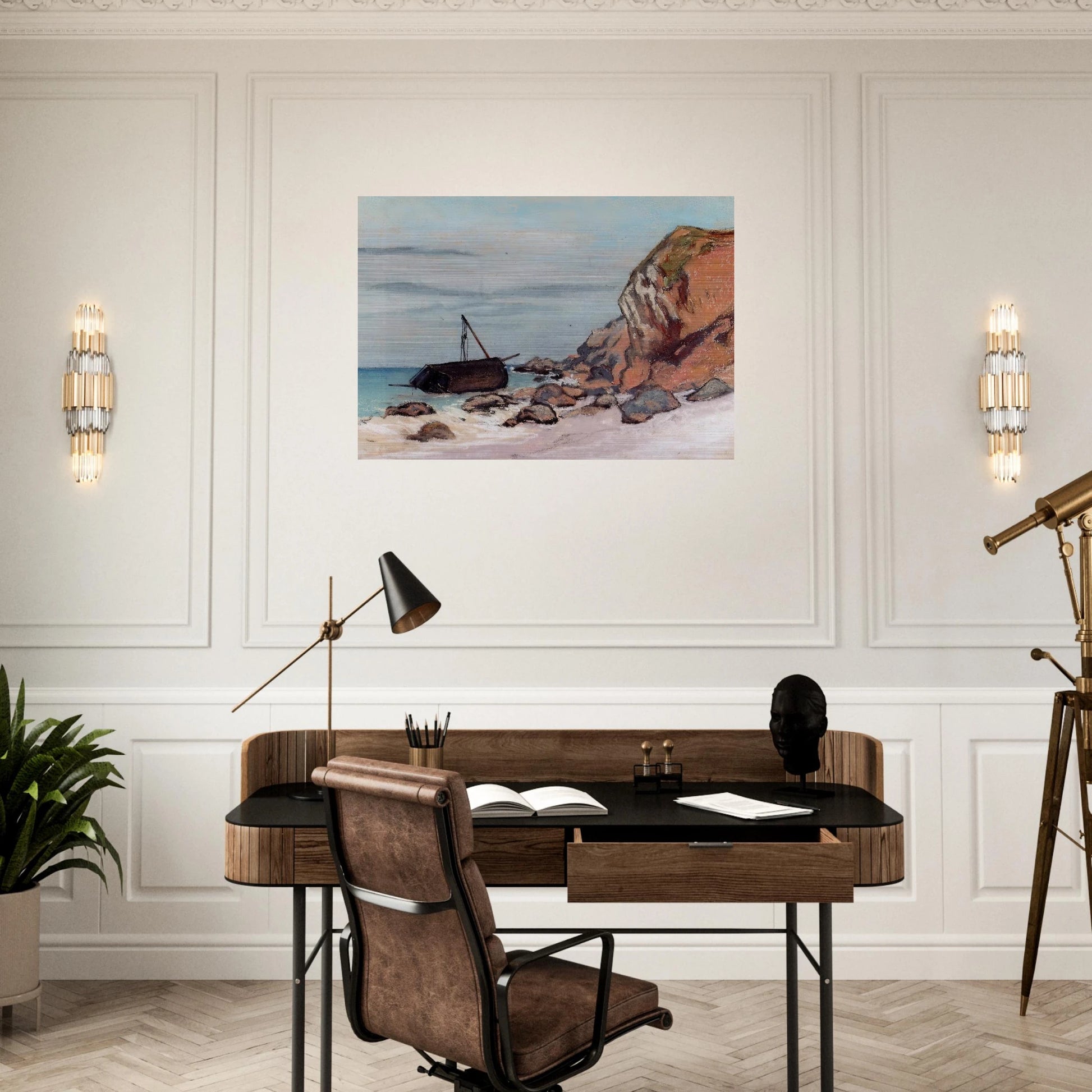 Saint-Adresse, Beached Sailboat - claude monet Brushed Aluminum Print - 70x100 cm / 28x40 inches | claude monet Aluminum Print | claude monet Prints