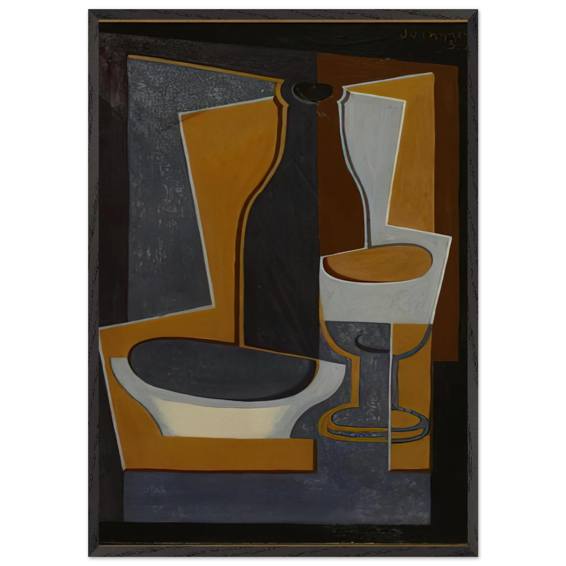 BOUTEILLE BOL ET VERRE 1922 - Juan Gris Framed Art Print – Black Wooden Frame - Default Title - -Framed Art Print
