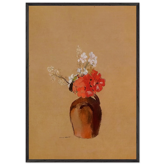 FLOWERS IN A POT N1 - Odilon Redon Framed Art Print – Black Wooden Frame - Default Title - -Framed Art Print