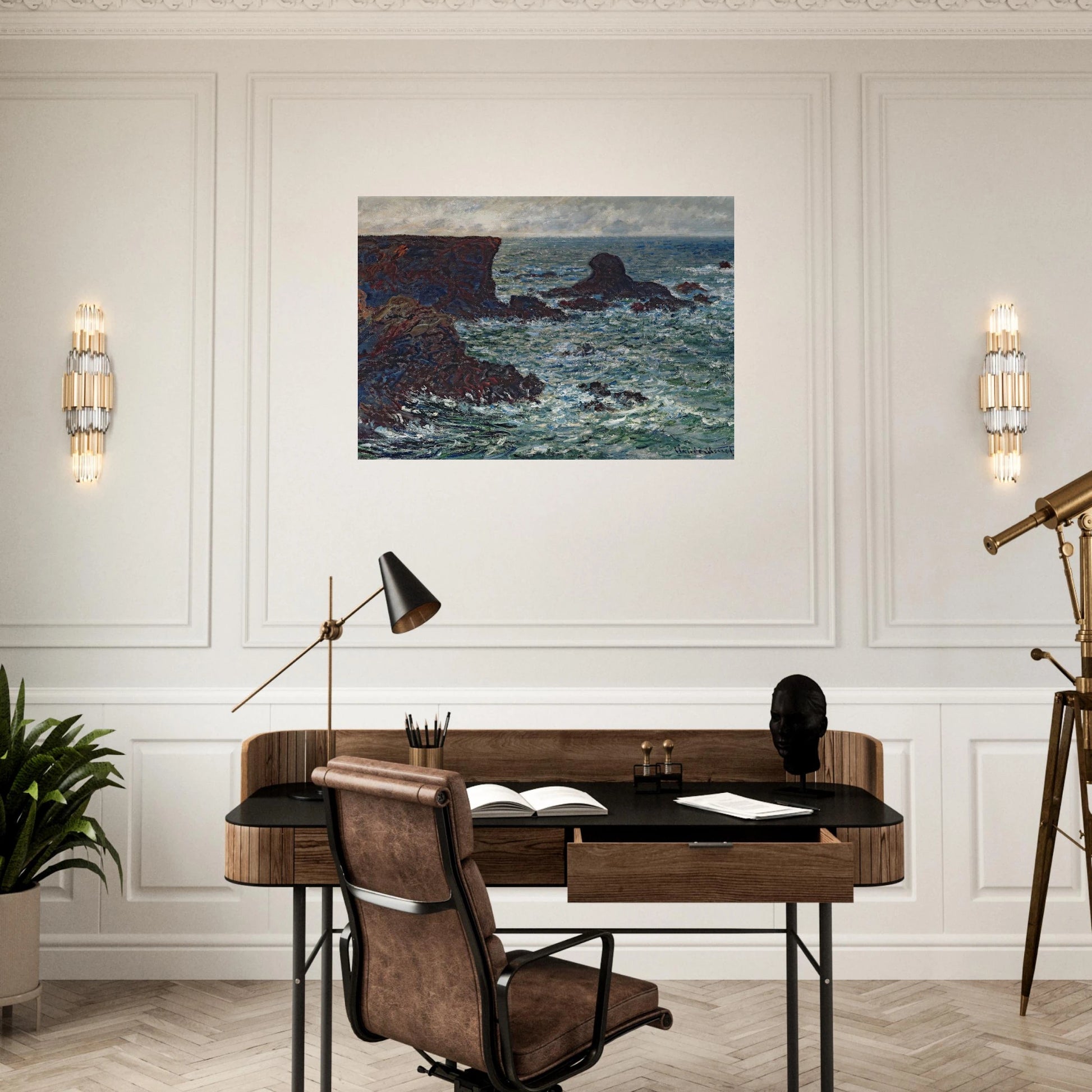 Rocks at Port Coton, the Lion Rock - claude monet Brushed Aluminum Print - 70x100 cm / 28x40 inches | claude monet Aluminum Print | claude monet Prints