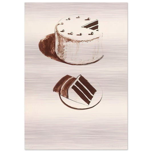 Chocolate Cake - 1971 - Wayne Thiebaud Brushed Aluminum Print - 70x100 cm / 28x40 inches | Wayne Thiebaud Aluminum Print | Wayne Thiebaud Prints
