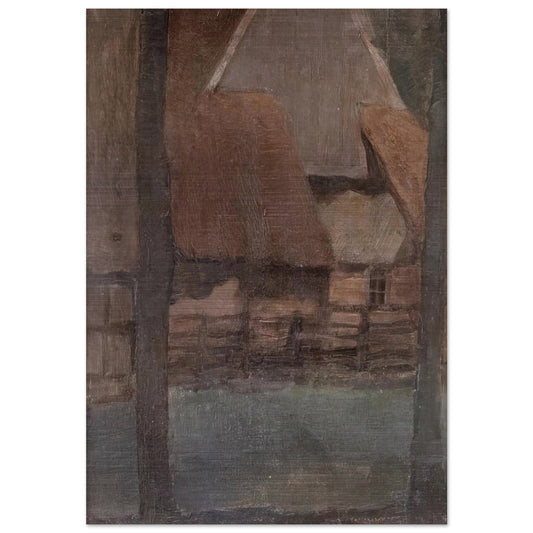 Gable Farm with trees - Piet Mondrian Brushed Aluminum Print - 70x100 cm / 28x40 inches | Piet Mondrian Aluminum Print | Piet Mondrian Prints