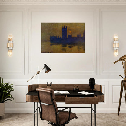 Houses of Parliament, Sunset 02 - claude monet Brushed Aluminum Print - 70x100 cm / 28x40 inches | claude monet Aluminum Print | claude monet Prints