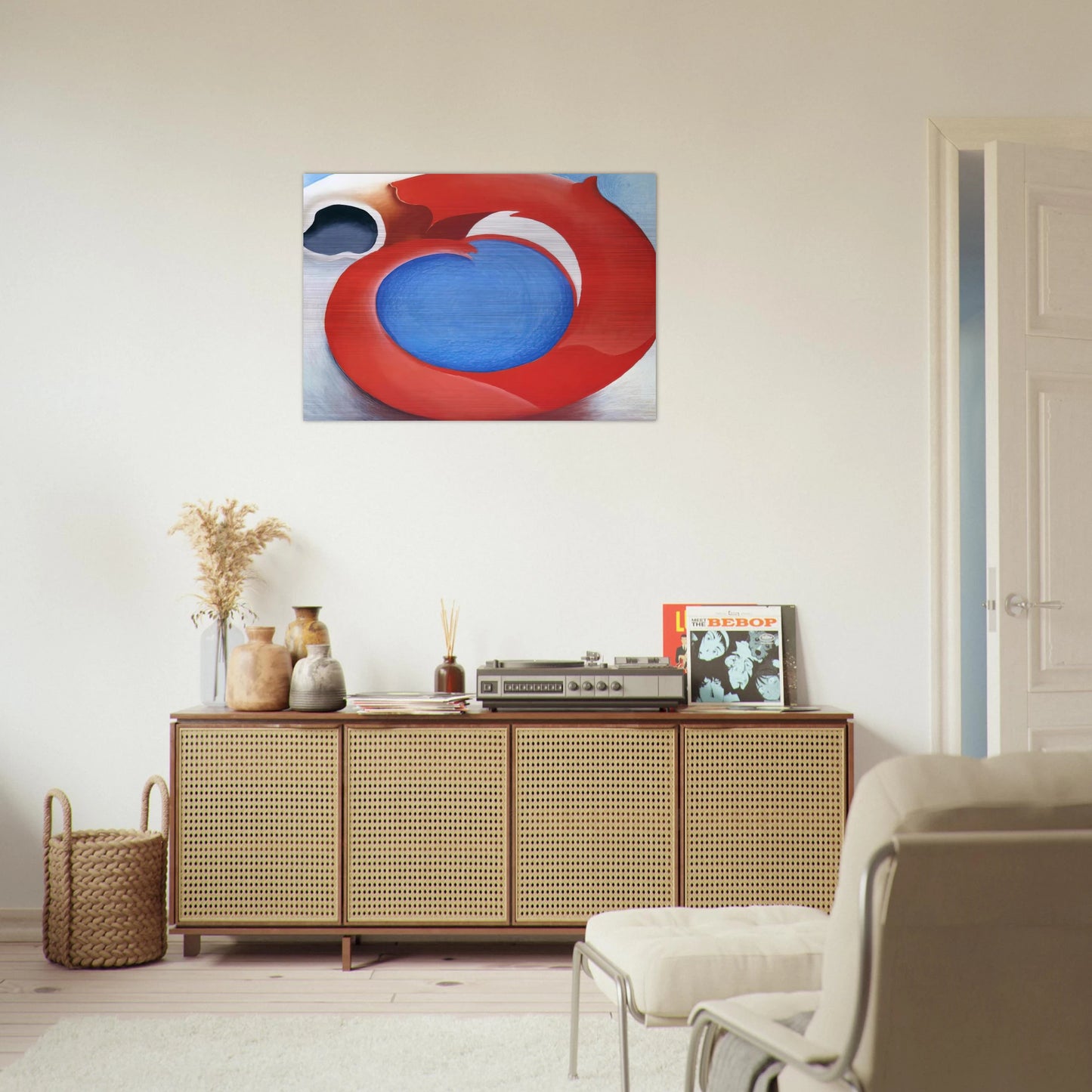 Goat's Horn With Red - Georgia O'Keeffe Brushed Aluminum Print - 70x100 cm / 28x40 inches | Georgia O'Keeffe Aluminum Print | Georgia O'Keeffe Prints