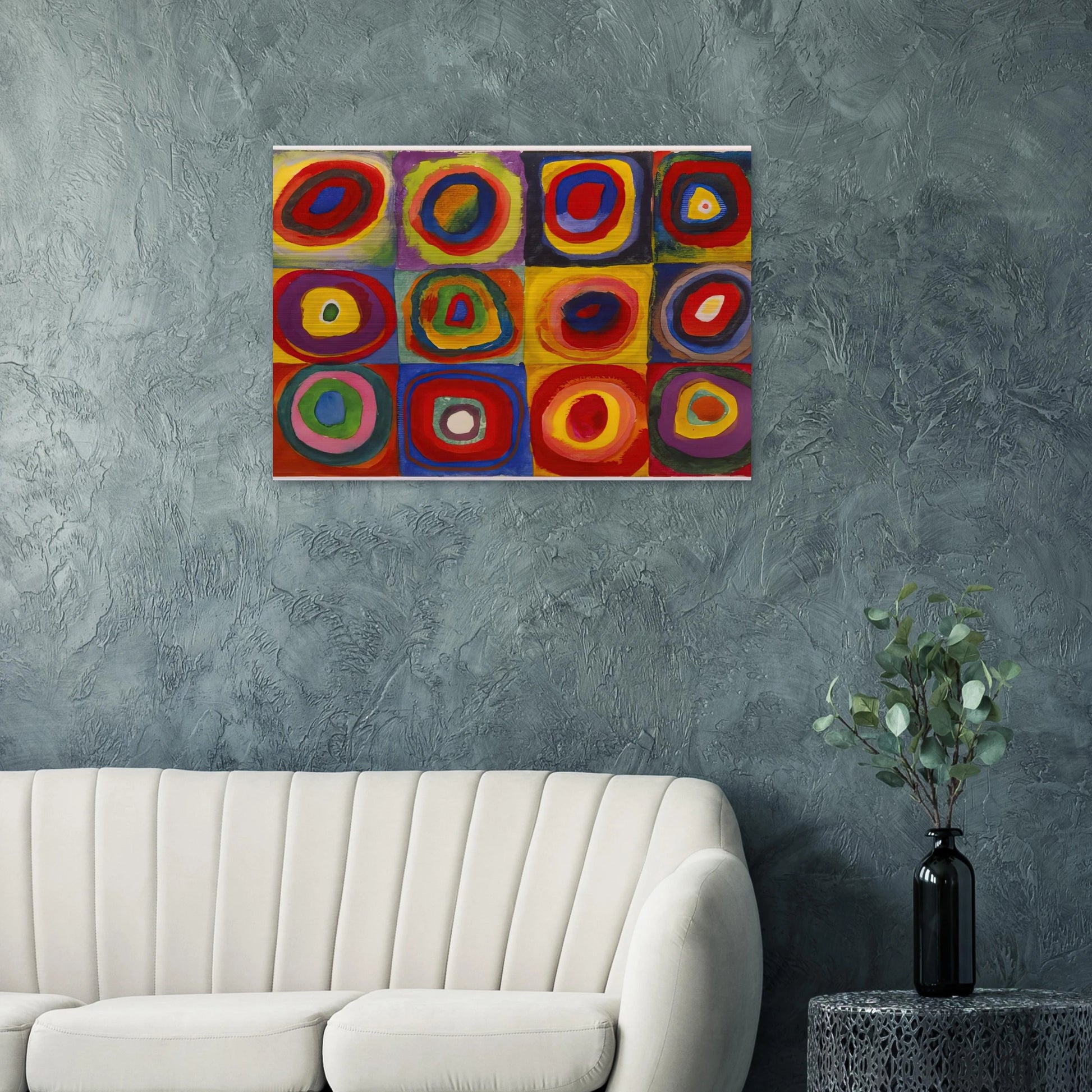 COLOR STUDY SQUARES WITH CONCENTRIC CIRCLES 1913 - Wassily Kandinsky Brushed Aluminum Print - 70x100 cm / 28x40 inches | Wassily Kandinsky Aluminum Print | Wassily Kandinsky Prints