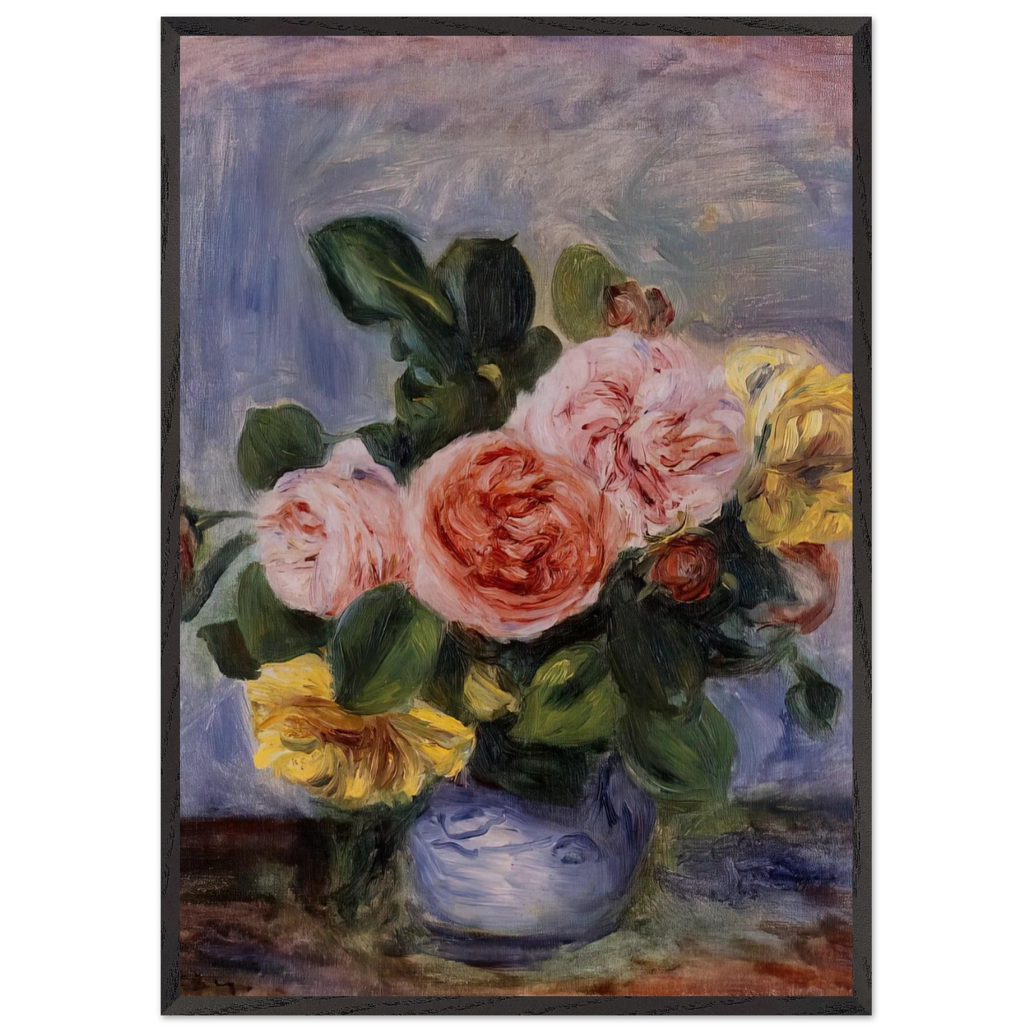 Roses in a Vase N2 - Pierre-Auguste Renoir Framed Art Print – Black Wooden Frame - Default Title - -Framed Art Print