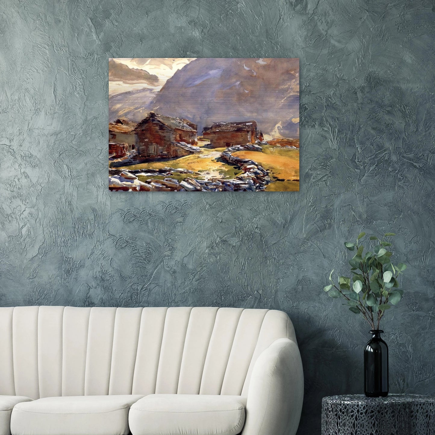 Simplon Pass Chalets - John Singer Sargent Brushed Aluminum Print - 70x100 cm / 28x40 inches | John Singer Sargent Aluminum Print | John Singer Sargent Prints