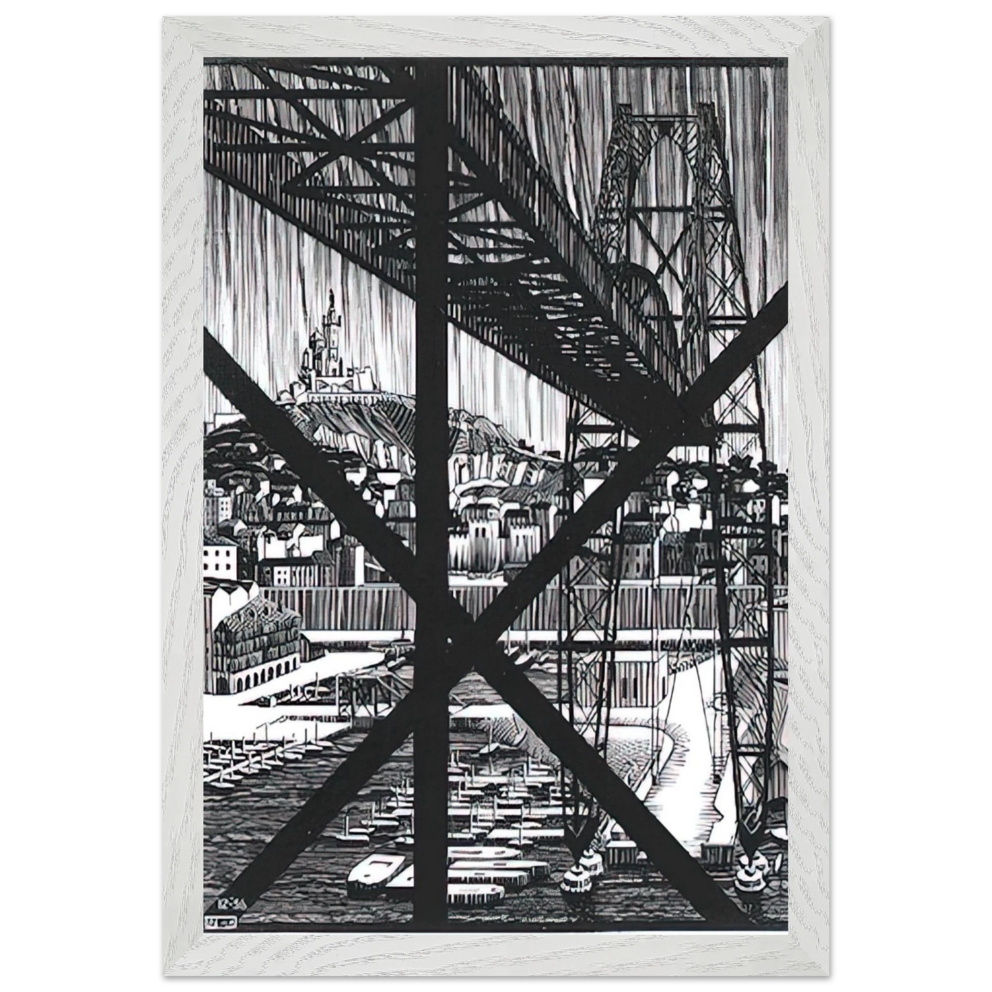 MC Escher - MARCEILLES DECEMBER 1936 1936 Wall Art - 60x80 cm / 24x32 inches - Fine Art Poster - -