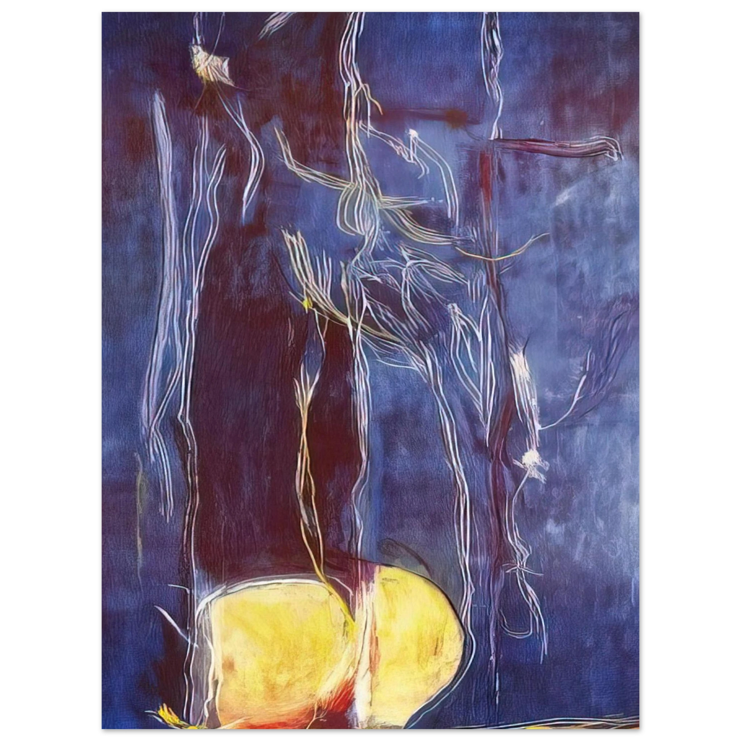 Helen Frankenthaler - All About Blue - 1994 Wall art - 28x43  cm / XL (11x17 inches) - Premium Wooden Framed Poster With Fine Art Paper - Wood frame