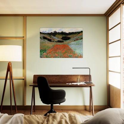 Poppy Field in a Hollow near Giverny - claude monet Brushed Aluminum Print - 70x100 cm / 28x40 inches | claude monet Aluminum Print | claude monet Prints