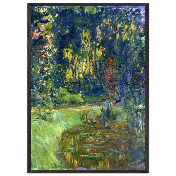 Water Lily Pond at Giverny - claude monet 70x100 cm / 28x40 inches Framed Art Print – Black Wooden Frame