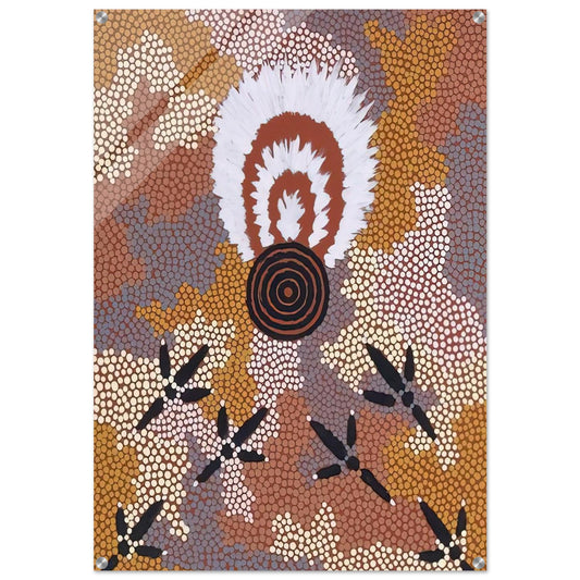 Eagle Dreaming at Mt. Allan - 1989 - Clifford Possum Tjapaltjarri Acrylic Print - 70x100 cm / 28x40″ inches | Clifford Possum Tjapaltjarri Wall Art | Clifford Possum Tjapaltjarri Prints