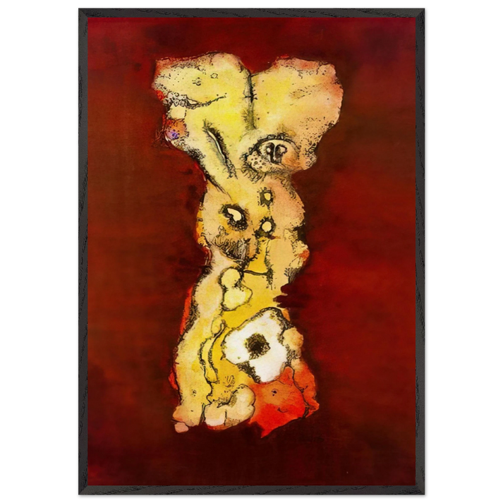 Columna de figura grotescas - Art Informel - Wols 70x100 cm / 28x40 inches Framed Art Print – Black Wooden Frame