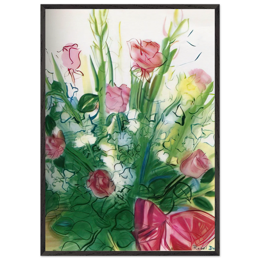 BOUQUET OF ROSES N1 - Raoul Dufy Framed Art Print – Black Wooden Frame - Default Title - -Framed Art Print