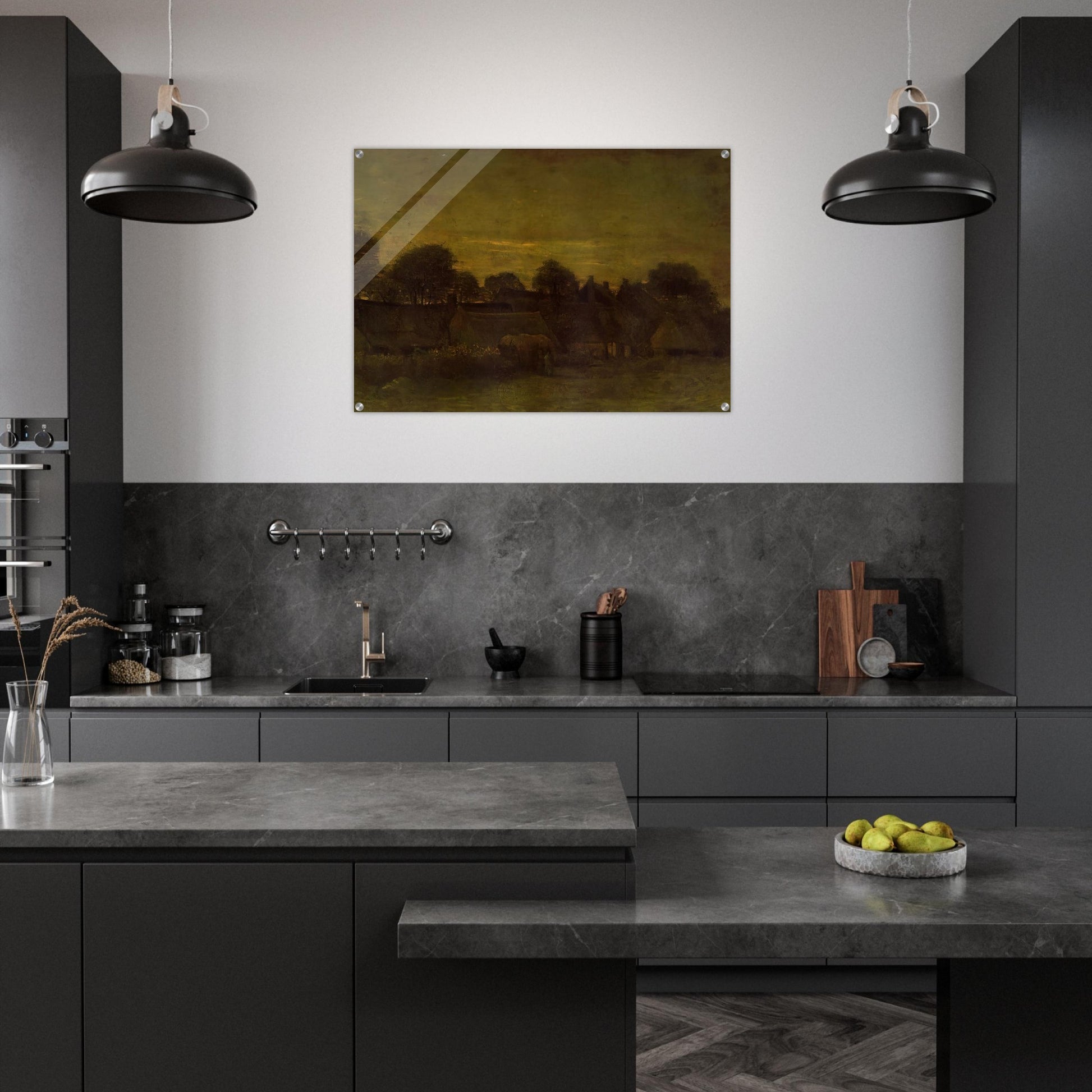 Village at sunset - Vincent van Gogh Acrylic Print - 70x100 cm / 28x40″ inches | Vincent van Gogh Wall Art | Vincent van Gogh Prints