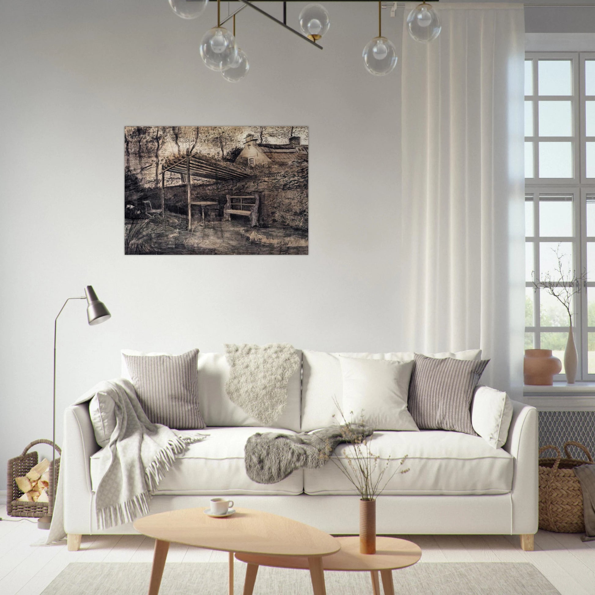 The Garden of the Parsonage with Arbor - Vincent van Gogh Brushed Aluminum Print - 70x100 cm / 28x40 inches | Vincent van Gogh Aluminum Print | Vincent van Gogh Prints