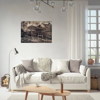 The Garden of the Parsonage with Arbor - Vincent van Gogh Brushed Aluminum Print - 70x100 cm / 28x40 inches | Vincent van Gogh Aluminum Print | Vincent van Gogh Prints