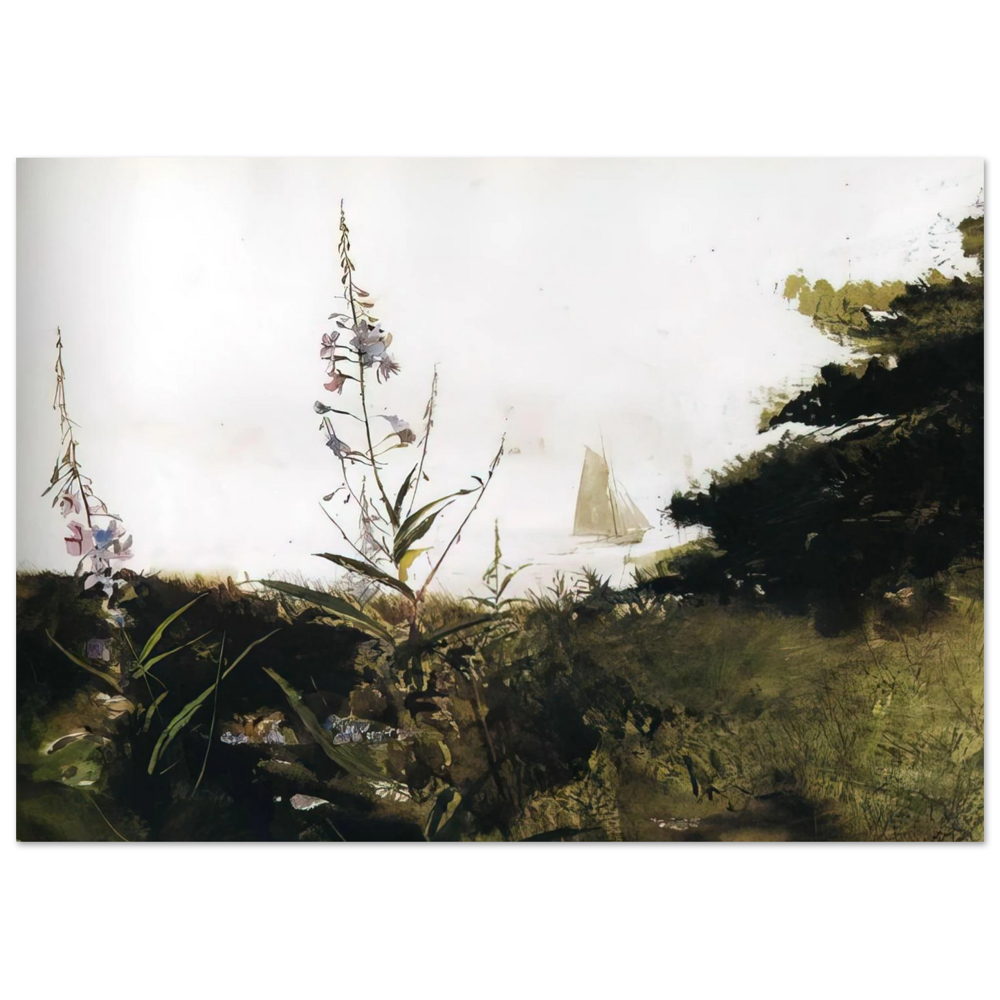 Andrew Wyeth - UNDER SAIL Wall Art - 60x80 cm / 24x32 inches - Fine Art Poster - -