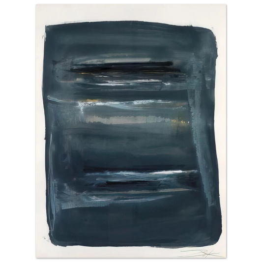 Larry Zox - Abstract with Blue and Black - Abstract Expressionism Fine Art Poster - Default Title