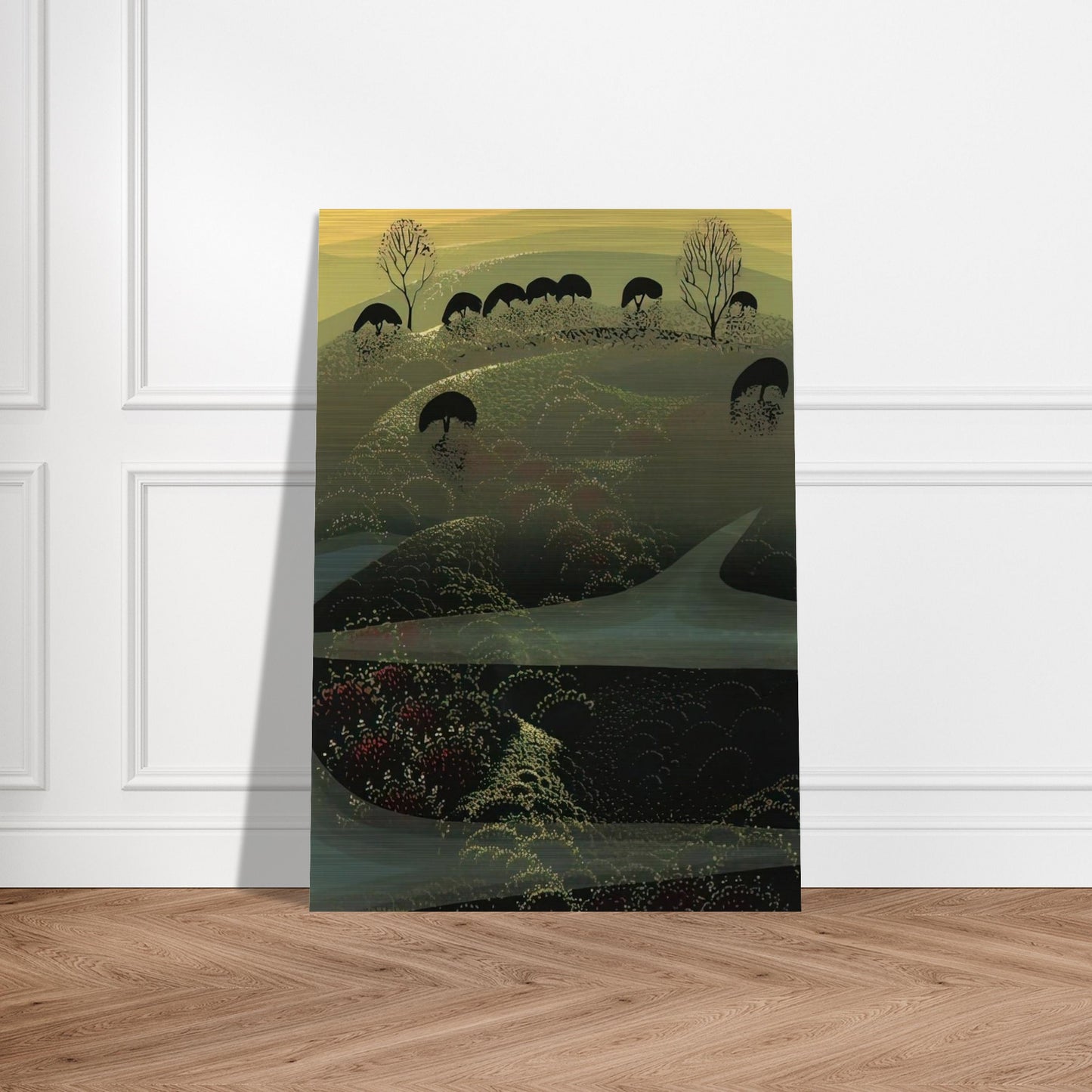 California Miniature - Eyvind Earle Brushed Aluminum Print - 70x100 cm / 28x40 inches | Eyvind Earle Aluminum Print | Eyvind Earle Prints