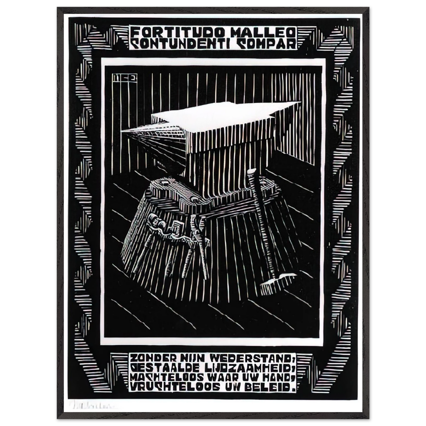 MC Escher - EMBLEMATA ANVIL Wall Art - 60x80 cm / 24x32 inches - Fine Art Poster - -