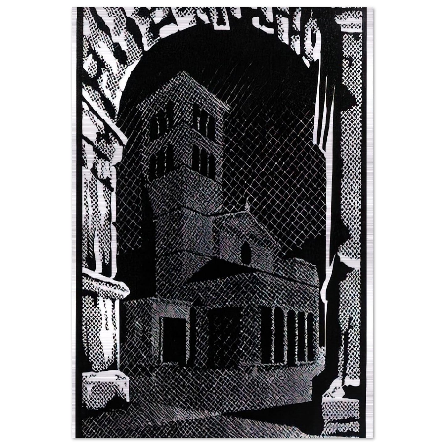 NOCTURNAL ROME 3 - MC Escher Brushed Aluminum Print - 70x100 cm / 28x40 inches | MC Escher Aluminum Print | MC Escher Prints