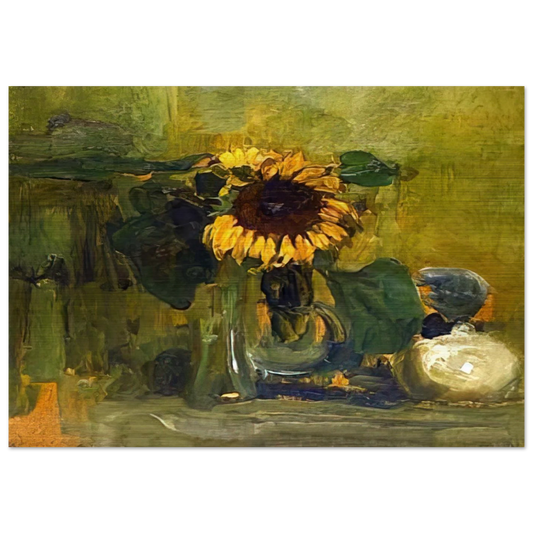 Still life with Sunflower - Piet Mondrian Brushed Aluminum Print - 70x100 cm / 28x40 inches | Piet Mondrian Aluminum Print | Piet Mondrian Prints
