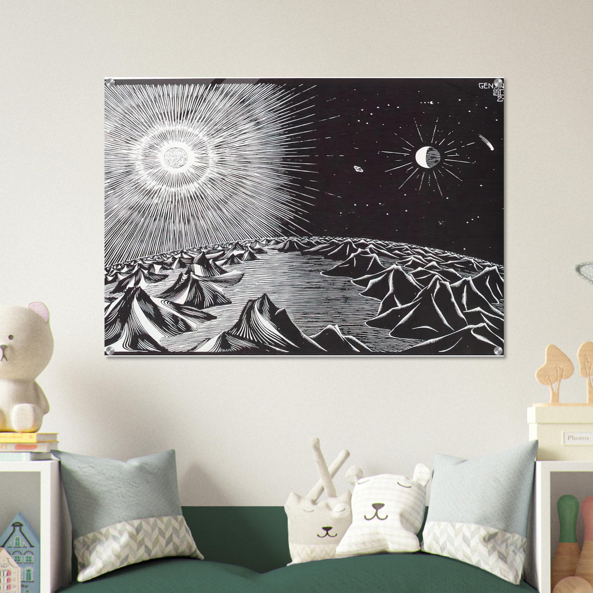 THE 4TH DAY OF THE CREATION - MC Escher Acrylic Print - 70x100 cm / 28x40″ inches | MC Escher Wall Art | MC Escher Prints