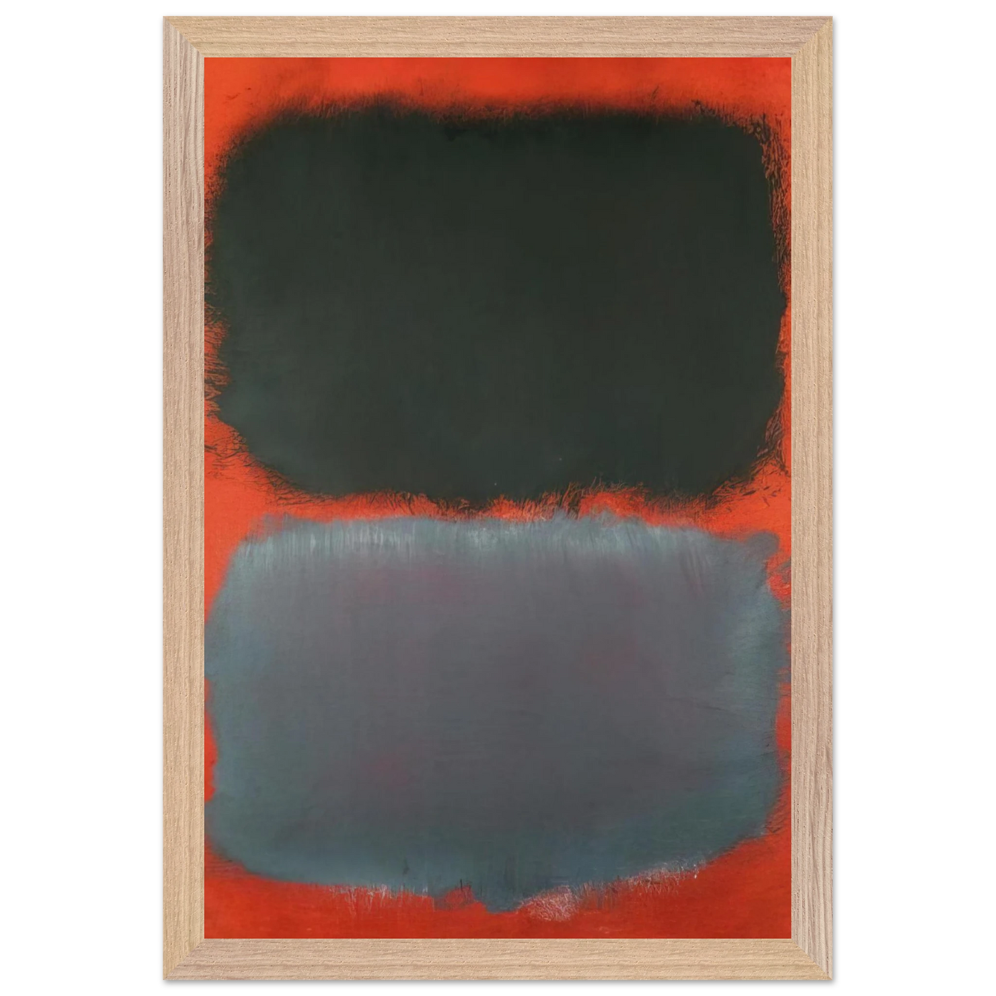 Mark Rothko - Untitled Gray, Gray on Red - 1968 Wall Art - 21x29.7 cm / 8x12" - Premium Wooden Framed Poster With Fine Art Paper - Black frame