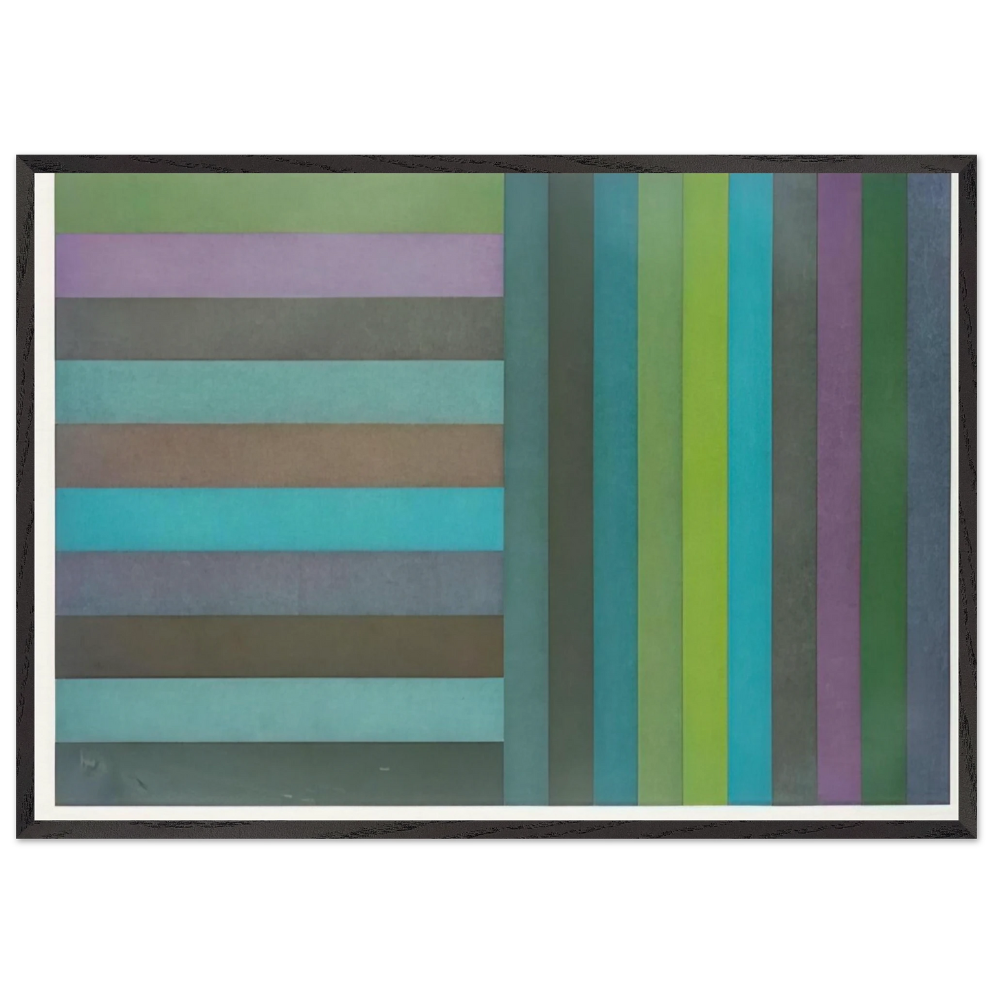 Horizontal Colour Bands and Vertical Colour Bands I - Sol LeWitt Framed Art Print – Black Wooden Frame - Default Title - -Framed Art Print