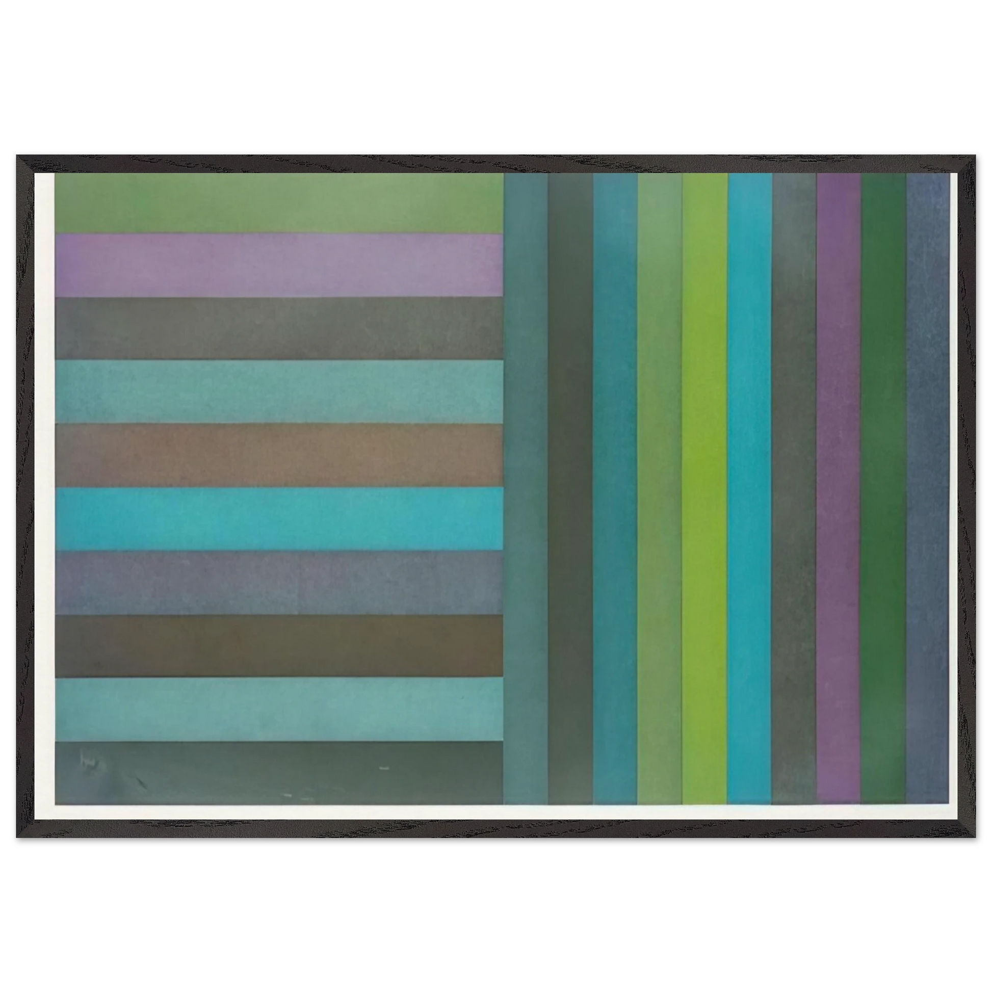Horizontal Colour Bands and Vertical Colour Bands I - Sol LeWitt Framed Art Print – Black Wooden Frame - Default Title - -Framed Art Print