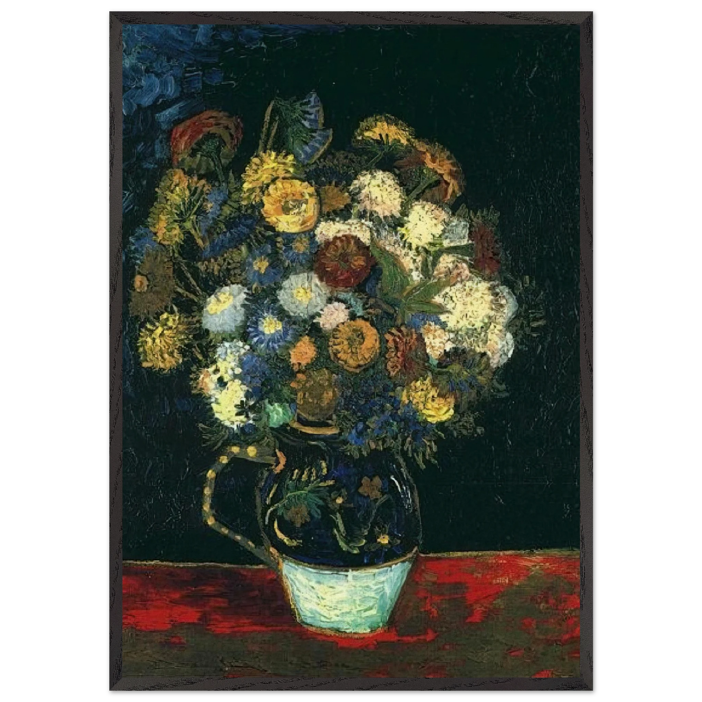 Still Life Vase with Zinnias - Vincent van Gogh Framed Art Print – Black Wooden Frame - Default Title - -Framed Art Print