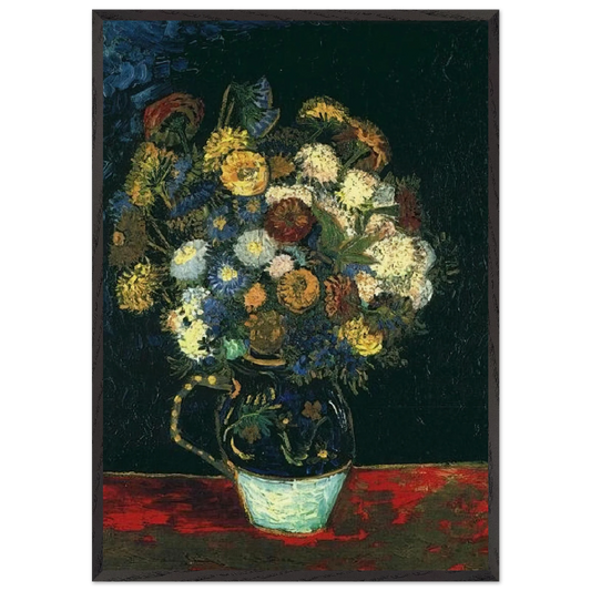 Still Life Vase with Zinnias - Vincent van Gogh Framed Art Print – Black Wooden Frame - Default Title - -Framed Art Print