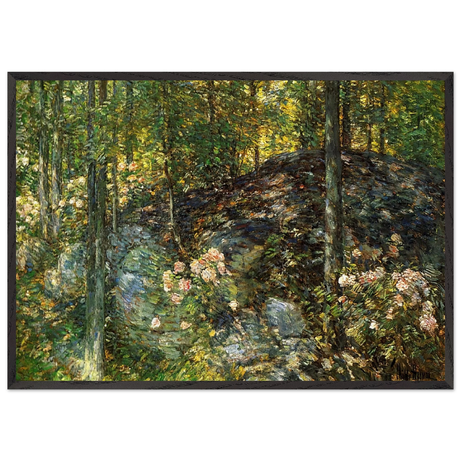 Laurel on the Ledges - Childe Hassam 70x100 cm / 28x40 inches Framed Art Print – Black Wooden Frame