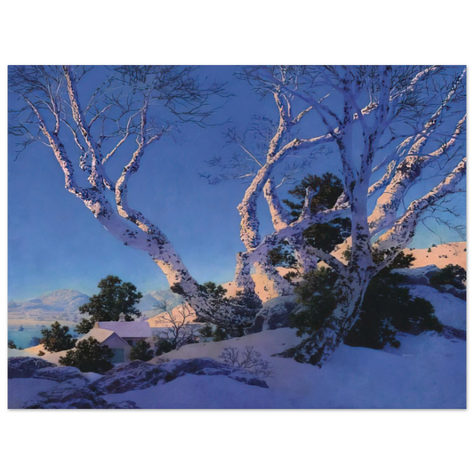 Maxfield Parrish - Birches in Winter Wall Art - 21x29.7 cm / 8x12" - Fine Art Poster - -