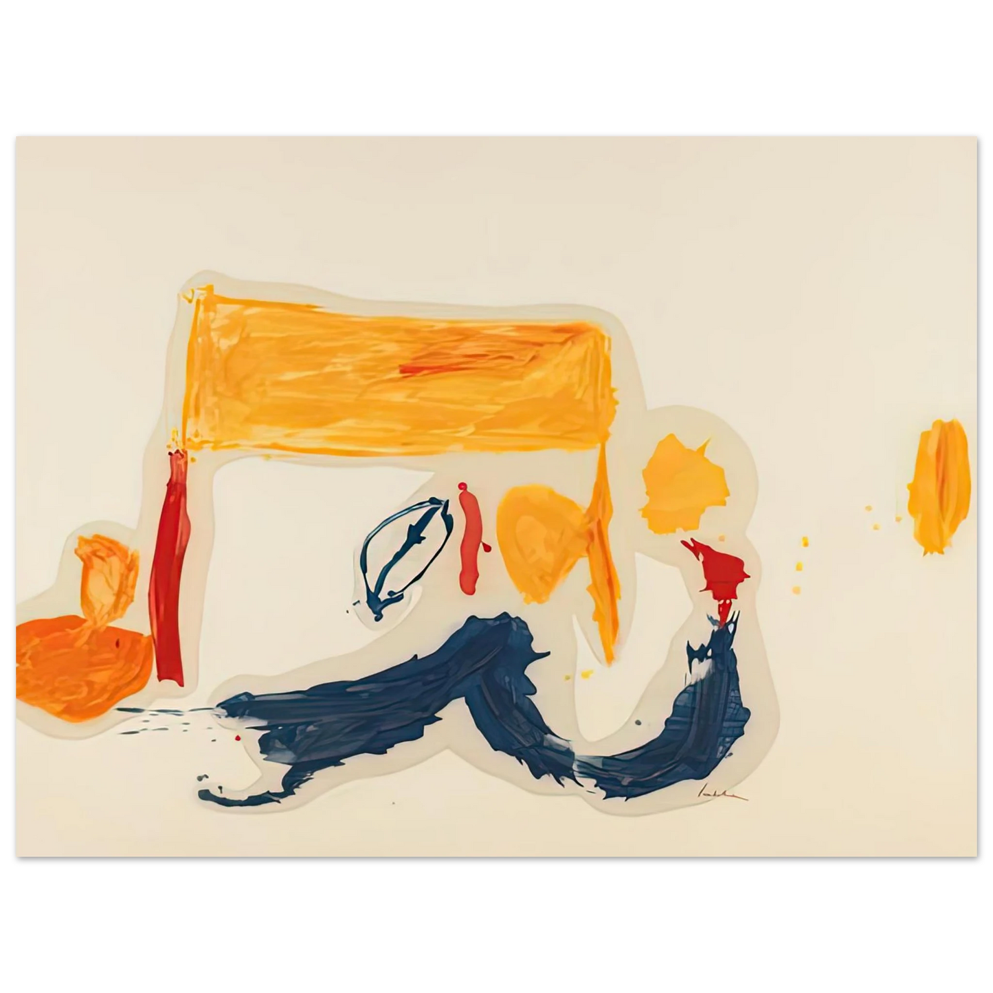 Helen Frankenthaler - Yellow Games, 1962- Wall Art - 21x29.7 cm / 8x12" - Premium Wooden Framed Poster With Fine Art Paper - Wood frame