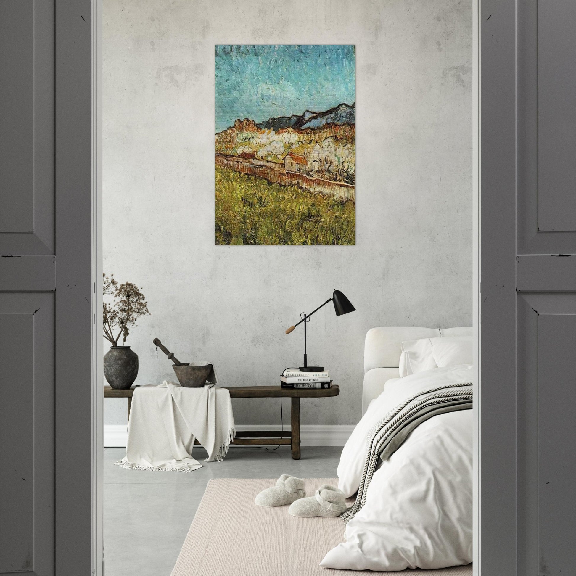 At the Foot of the Mountains - Vincent van Gogh Brushed Aluminum Print - 70x100 cm / 28x40 inches | Vincent van Gogh Aluminum Print | Vincent van Gogh Prints