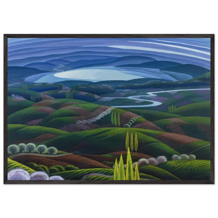 Umbria primavera - 1945 - Gerardo Dottori 70x100 cm / 28x40 inches Framed Art Print – Black Wooden Frame