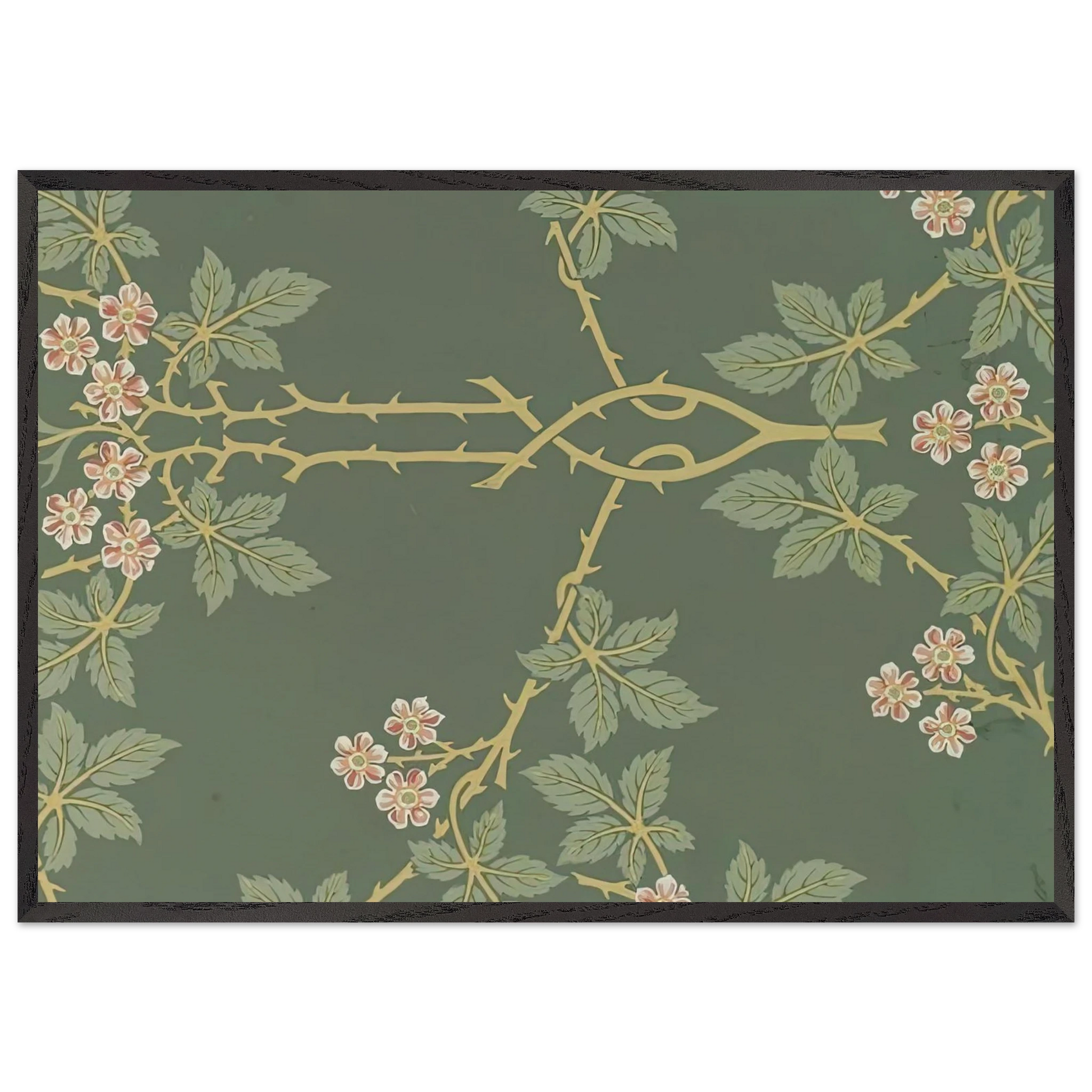 WALLPAPER BLACKBERRY PATTERN 388 1917 - William Morris Framed Art Print – Black Wooden Frame - Default Title - -Framed Art Print