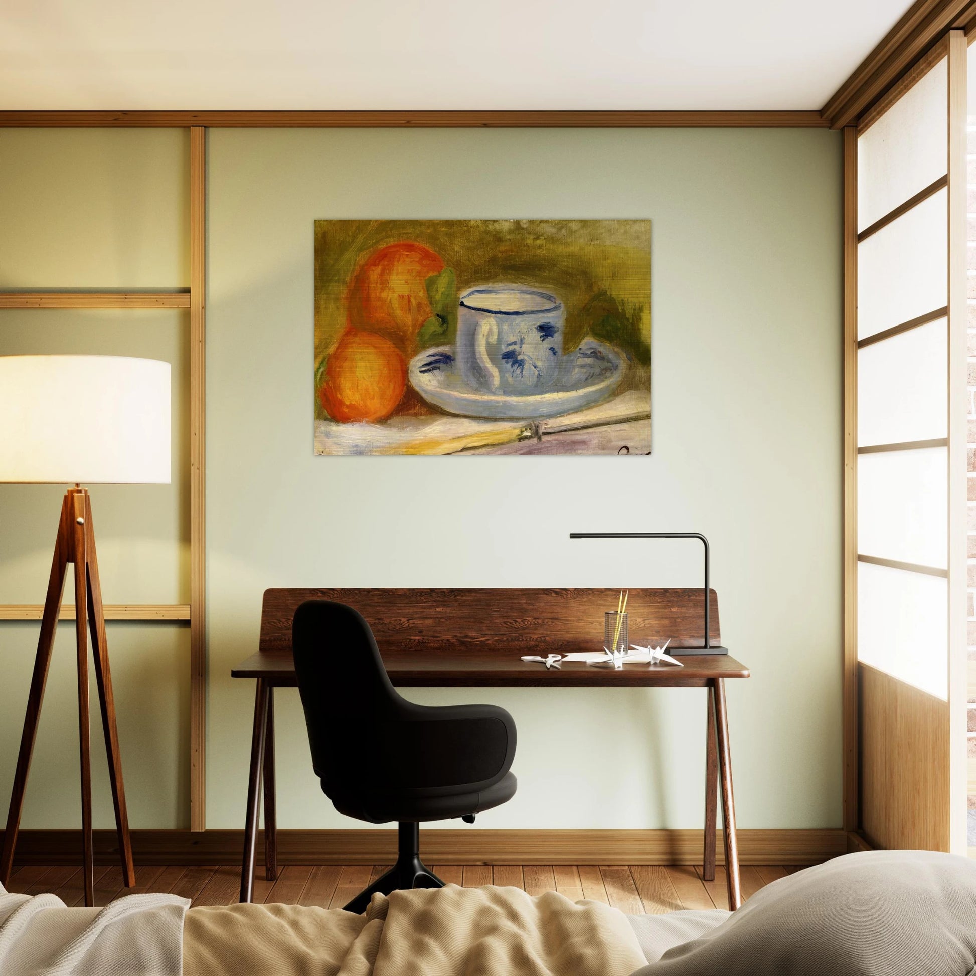 Cup and Oranges - Pierre-Auguste Renoir Brushed Aluminum Print - 70x100 cm / 28x40 inches | Pierre-Auguste Renoir Aluminum Print | Pierre-Auguste Renoir Prints