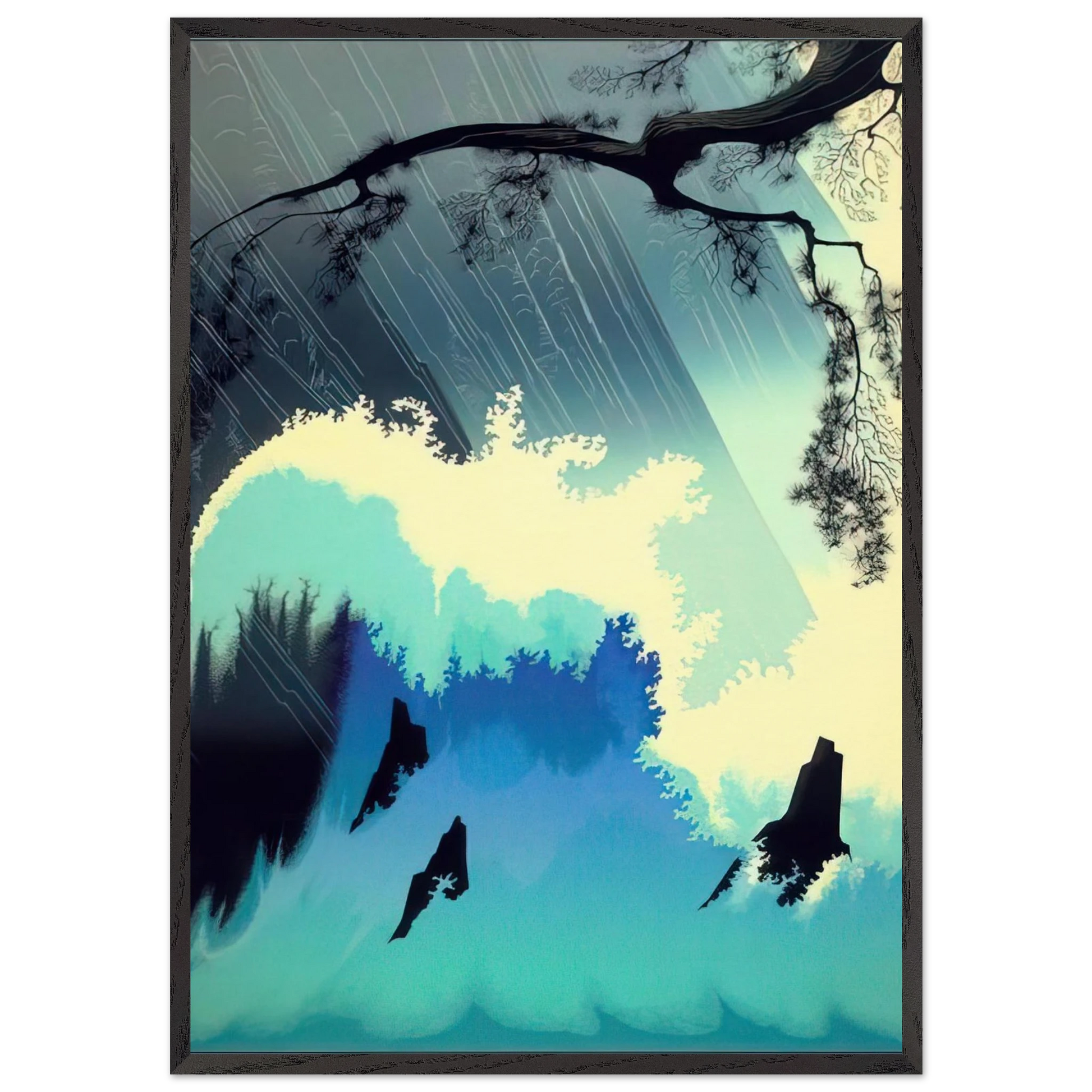 Ocean Splash - Eyvind Earle Framed Art Print – Black Wooden Frame - Default Title - -Framed Art Print